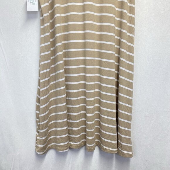 Time and Tru Sleeveless Knit Dress Women XXL (20) Beige Stripes Side Pockets New - Picture 12 of 13